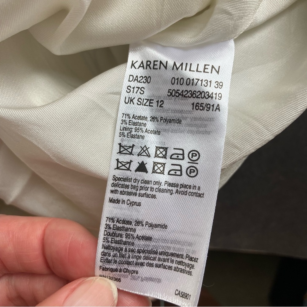 Karen Millen The Atelier White Hand-Painted Floral Print Strappy Sheath Dress, 8 - Picture 16 of 16